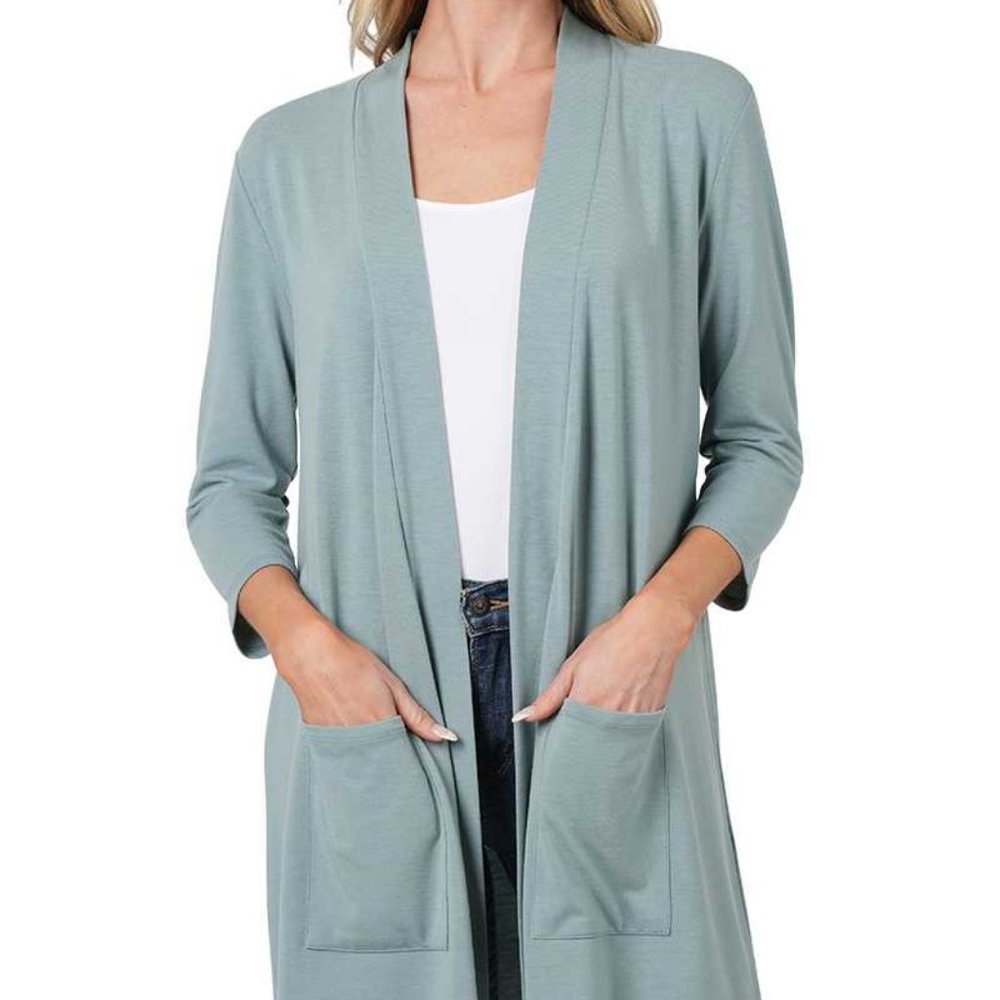 Zenana Outfitters Women's Cardigan - Light Blue